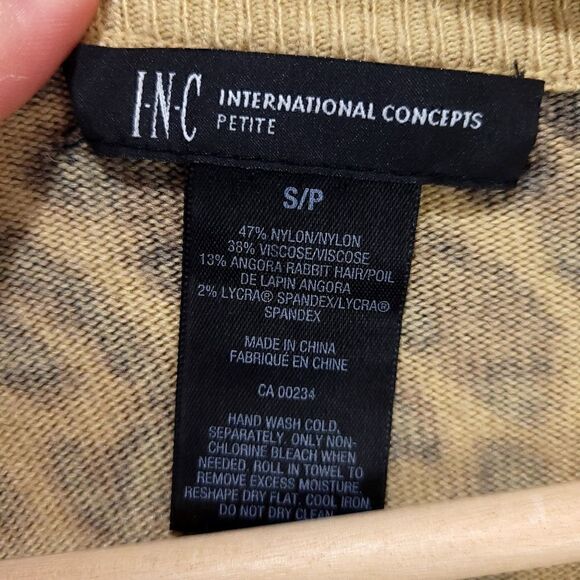 INC International Concepts Angora Blend Leopard Print Cardy with Beaded Collar - Picture 4 of 9